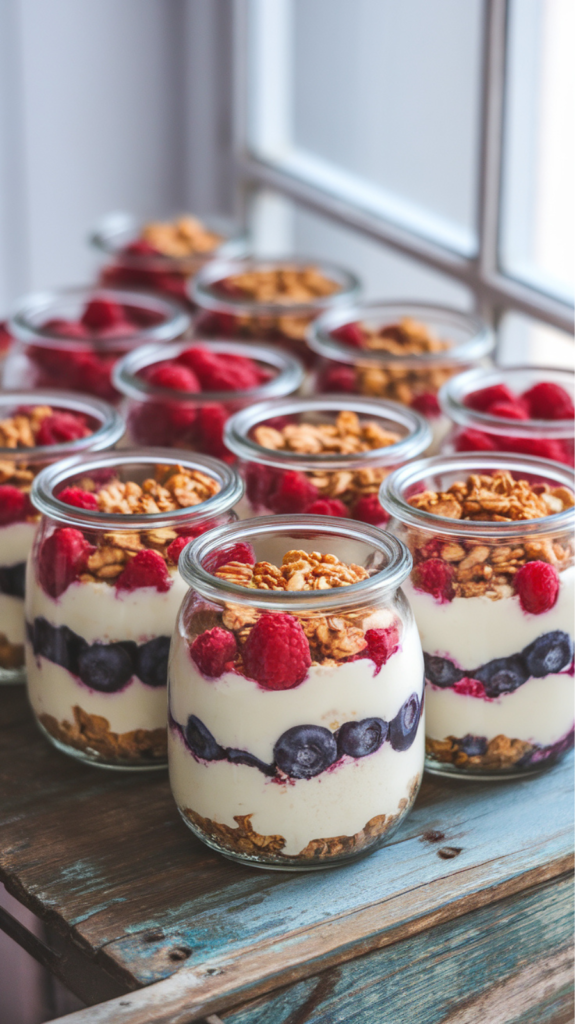 yogurt parfaits with berries and granola