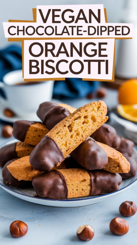 Crisp biscotti infused with zesty orange and dipped in dark chocolate—perfect for dunking in coffee or tea.